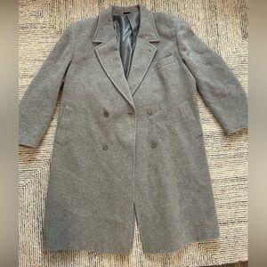 Falcone Classic Double-Breasted Gray Wool Coat Size 48R longline overcoat
